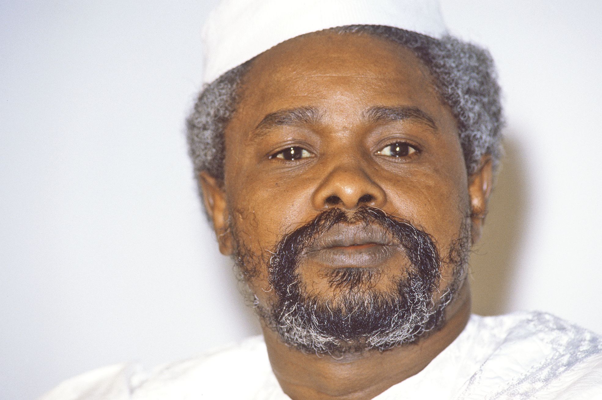 Le président Hissène Habré, le 17 janvier 1987,  à N’djaména, capitale du Tchad.