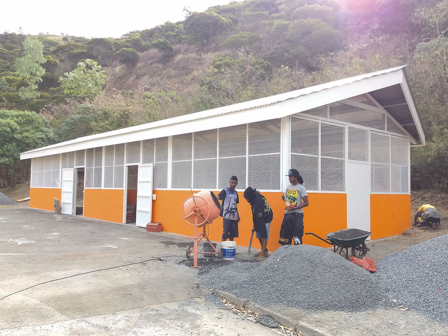 Sept jeunes du quartier ont participé au chantier de la SIC,  la semaine dernière. Ils étaient chargés des finitions du faré.