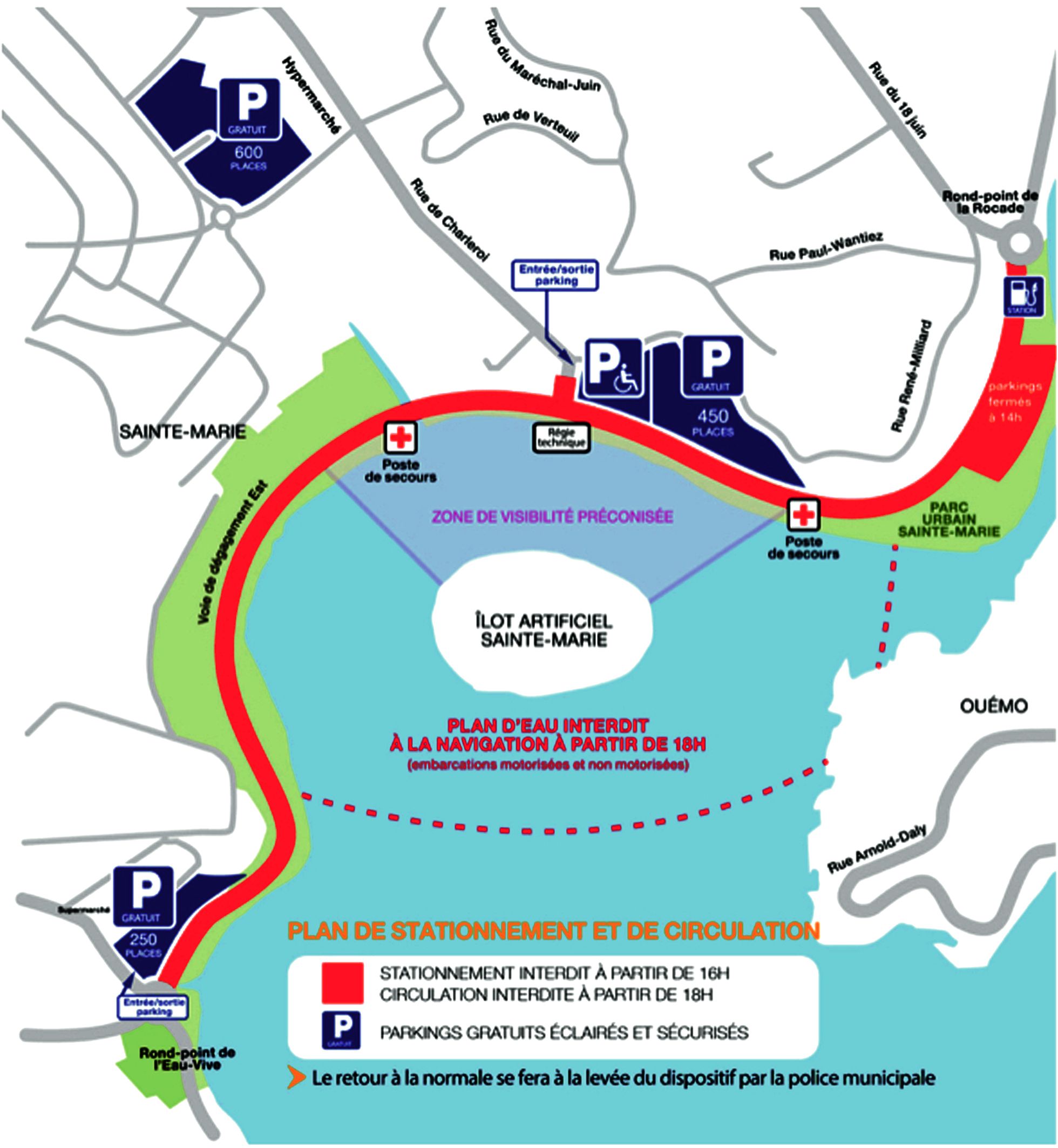 Un parking est réservé aux personnes à mobilité réduite à l’angle de la rue de Charleroi et de la VDE. Carte Ville de Nouméa