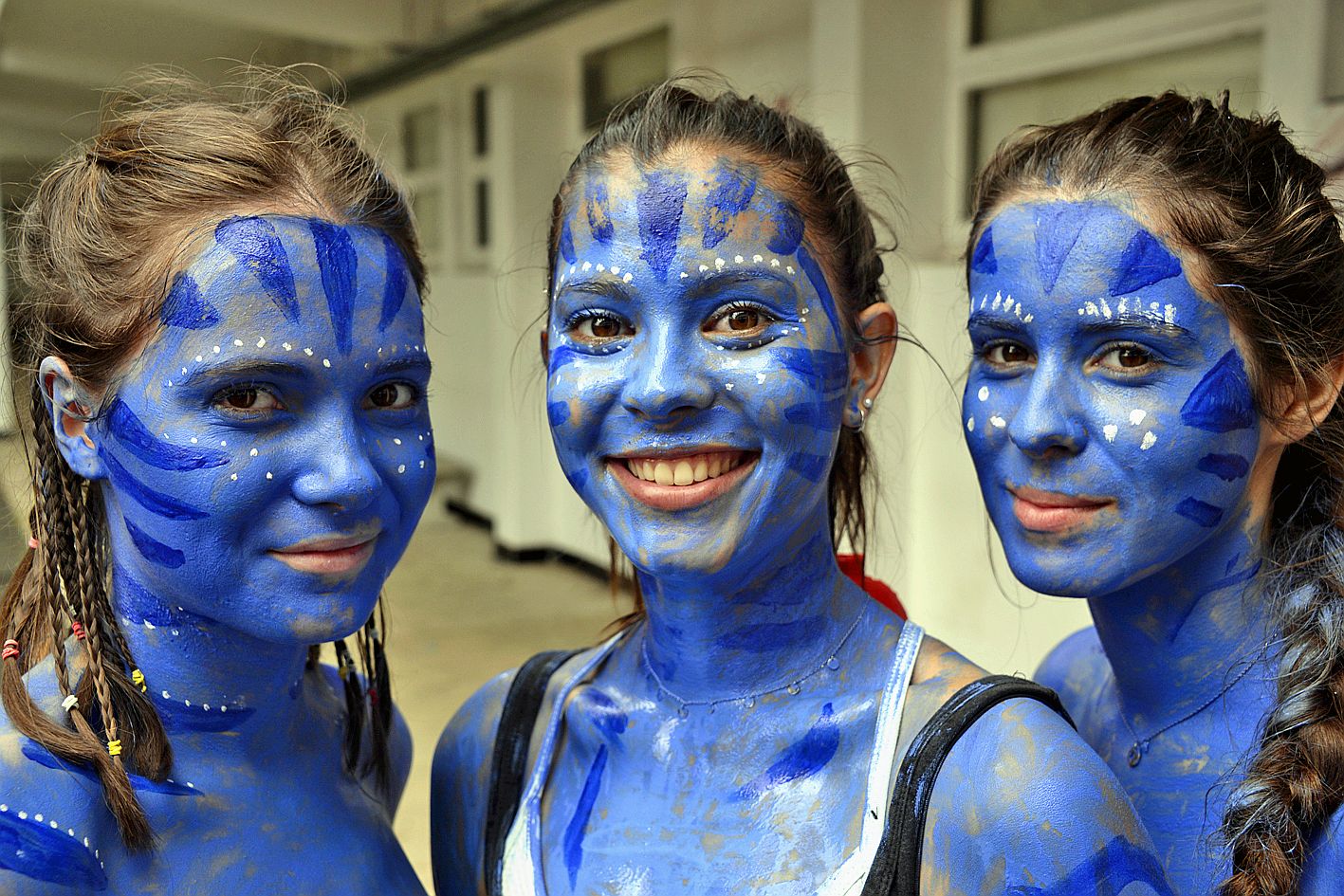 Elles ne sont pas passées inaperçues. De jeunes coureuses s’étaient grimées  en bleu, la couleur des personnages d’Avatar.