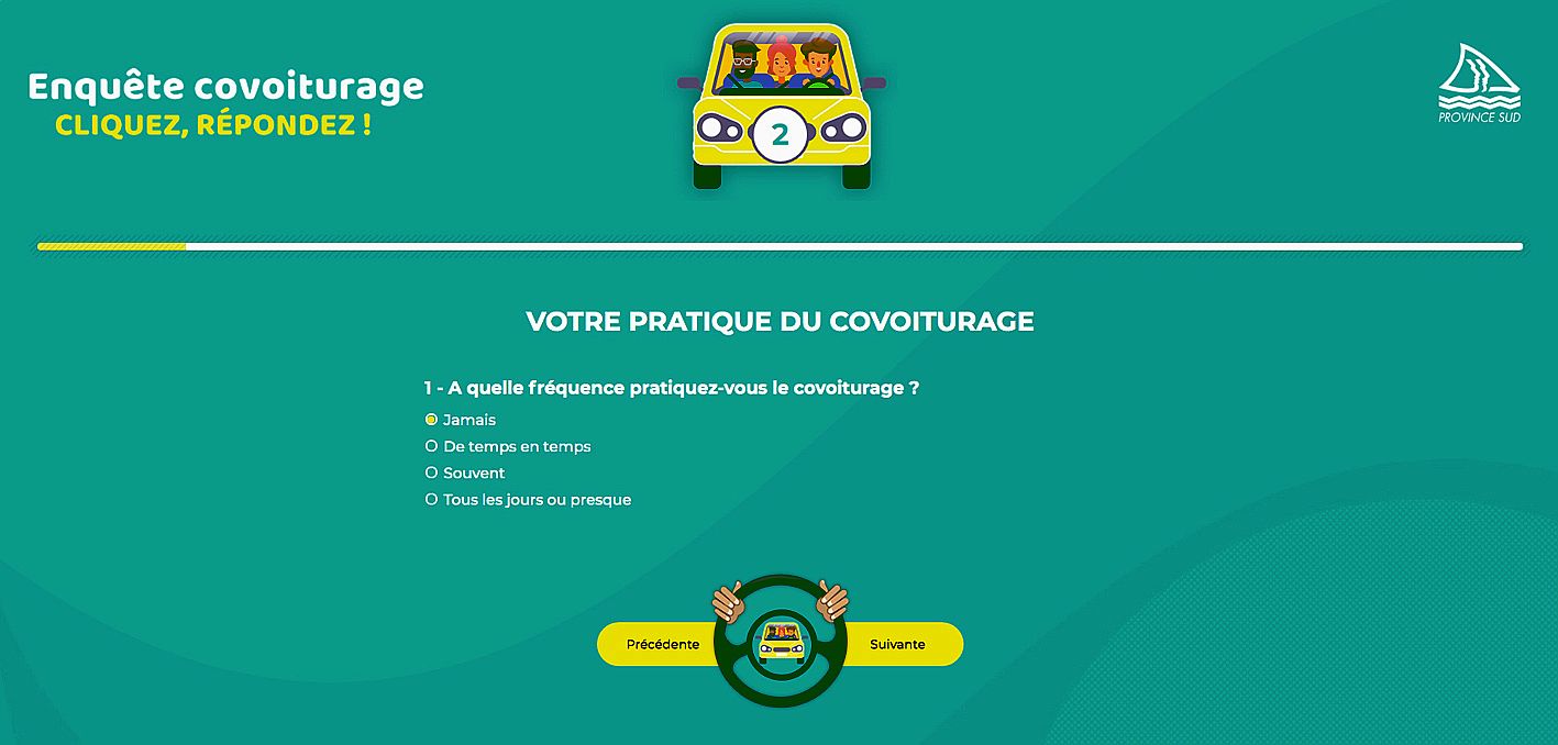 C’est à ce genre de questions, à choix multiples, que l’internaute est invité à répondre. Capture d’écran province Sud