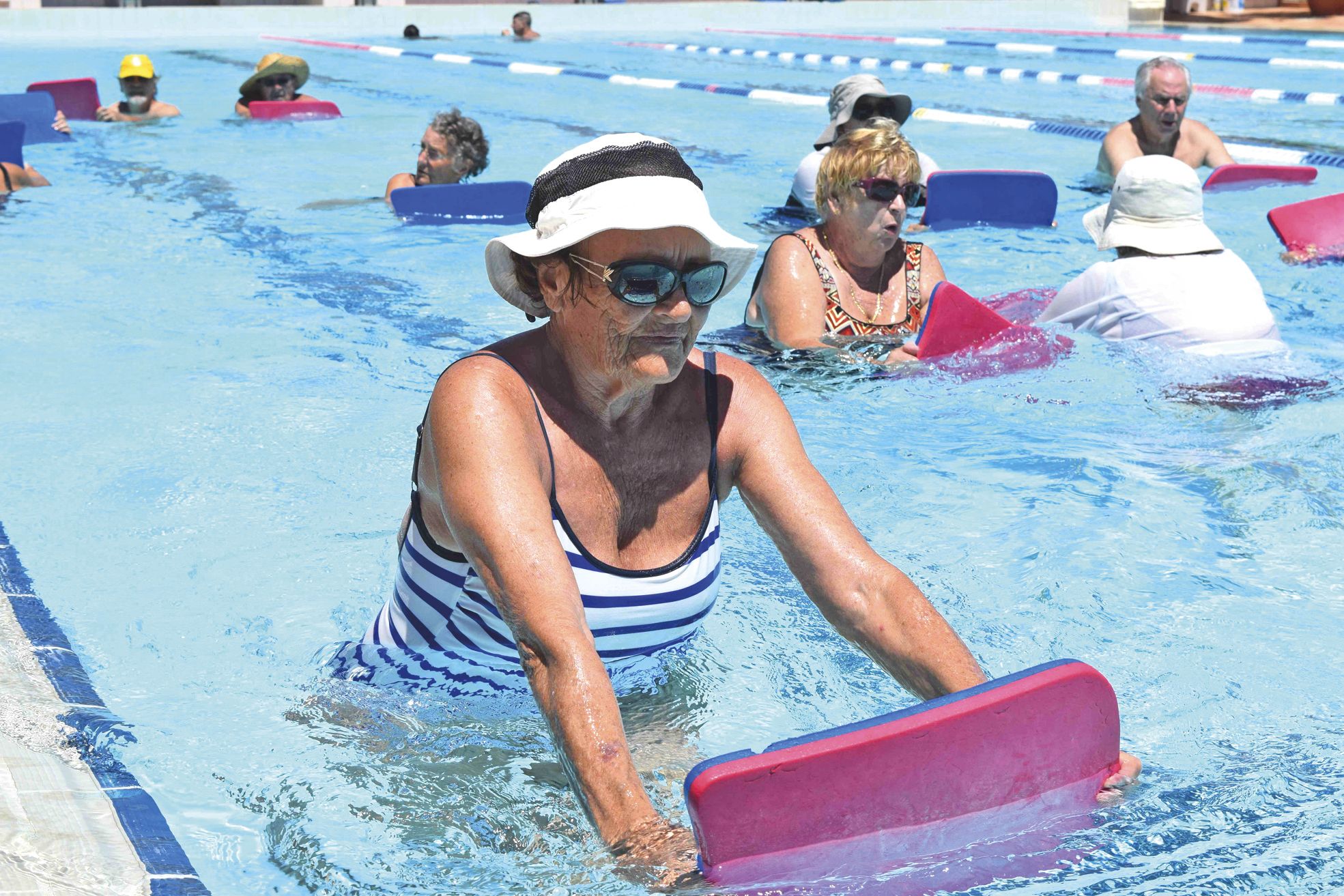 Pour cette première séance d'aquagym, le soleil était au rendez-vous à Boulari.