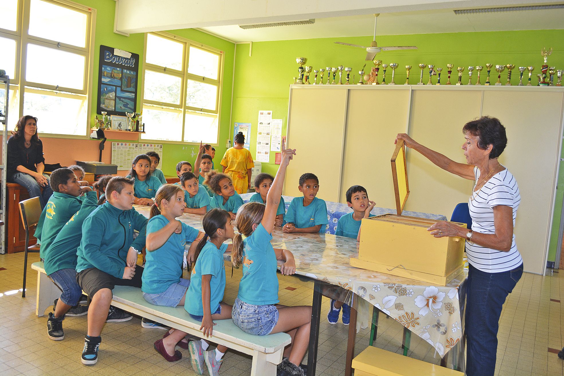 Ecole Louise-Michel, le 23 juin. Grâce à l'intervention d'Evelyne Persan, les élèves de CM1 de l'école Louise-Michel  ont fait plus ample connaissance avec les abeilles butineuses et leur monde.