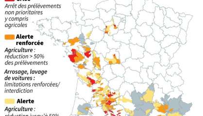 Sécheresse: restrictions d'eau dans 30 départements français
