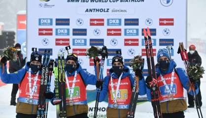 Biathlon: l'équipe de France remporte le relais hommes d'Anterselva