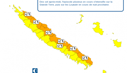 La côte Est, Sarraméa et Farino en vigilance orange fortes pluies/orages