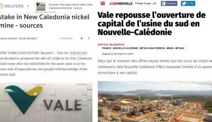 Vale dément tout report de l'ouverture du capital en Calédonie