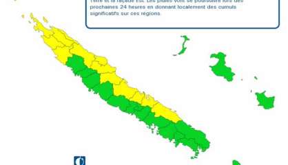 Le Nord et l'Est de la Calédonie en vigilance jaune