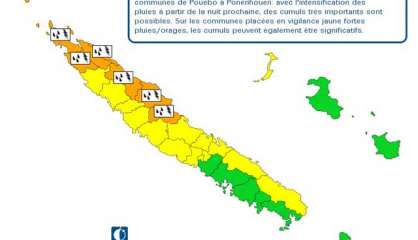Vigilance orange de Bélep à Ponérihouen, fortes pluies sur le pays