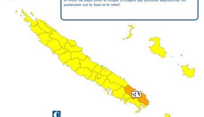 Vigilance orange à Yaté, jaune sur le reste du pays